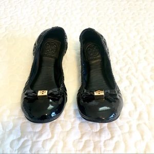Tory Burch Eddie Bow Flat | Black | Like New